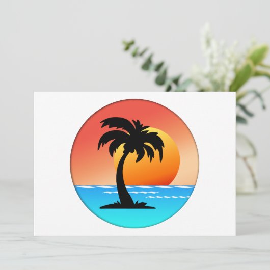 Palmboomzonsondergang Kaart (Staand voorkant)