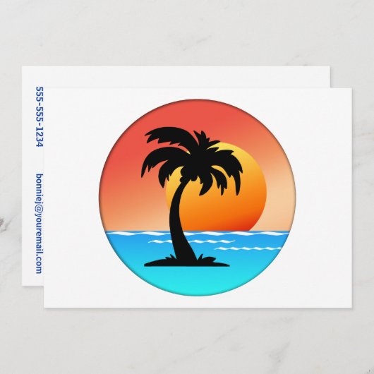 Palmboomzonsondergang Kaart (Voorkant / Achterkant)