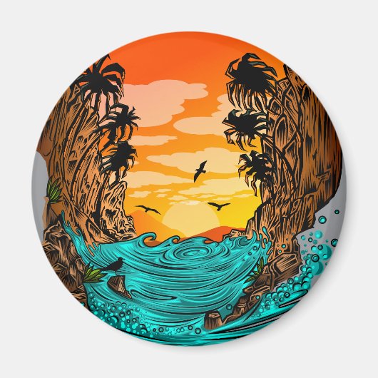 Palmboomzonsondergang Magneet (Voorkant)
