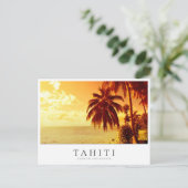 Palmboomzonsondergang op Tahiti, Frans-Polynesië Briefkaart (Staand voorkant)