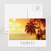 Palmboomzonsondergang op Tahiti, Frans-Polynesië Briefkaart (Voorkant / Achterkant)