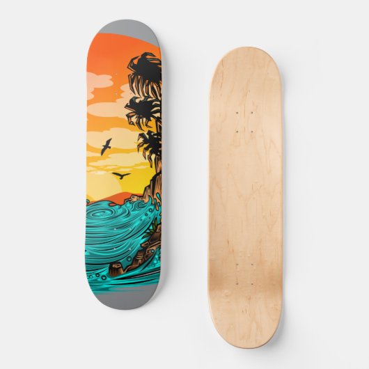 Palmboomzonsondergang Persoonlijk Skateboard (Voorkant)