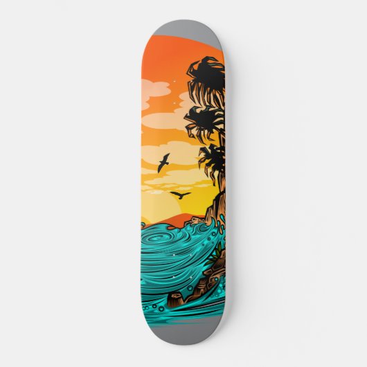 Palmboomzonsondergang Persoonlijk Skateboard (Voorkant)
