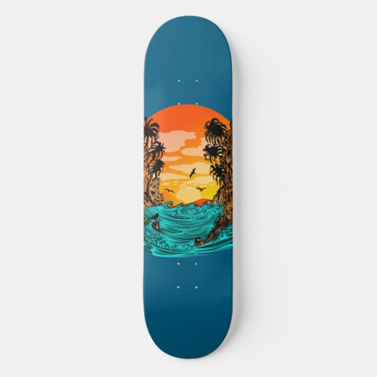 Palmboomzonsondergang Persoonlijk Skateboard (Voorkant)