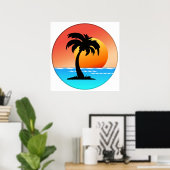 Palmboomzonsondergang Poster (Thuiskantoor)