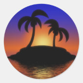 Palmboomzonsondergang Ronde Sticker (Voorkant)