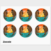 Palmboomzonsondergang Ronde Sticker (Vel)