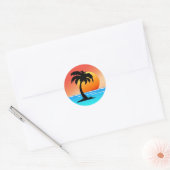 Palmboomzonsondergang Ronde Sticker (Envelop)