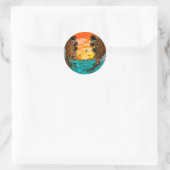 Palmboomzonsondergang Ronde Sticker (Tas)