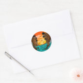 Palmboomzonsondergang Ronde Sticker (Envelop)