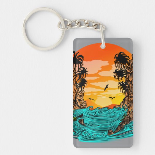 Palmboomzonsondergang Sleutelhanger (Voorkant)