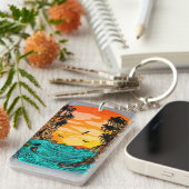 Palmboomzonsondergang Sleutelhanger (Voorkant Rechts)