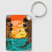 Palmboomzonsondergang Sleutelhanger (Achterkant)
