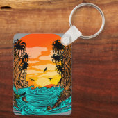 Palmboomzonsondergang Sleutelhanger (Achterkant)