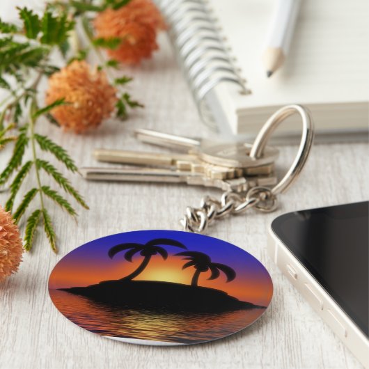 Palmboomzonsondergang Sleutelhanger (Zijkant)