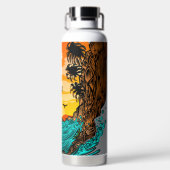 Palmboomzonsondergang Waterfles (Achterkant)