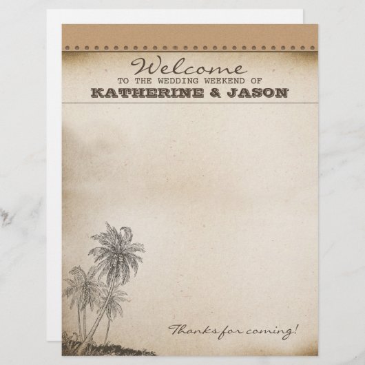 palmbruiloft welkom briefhoofd (Voorkant / Achterkant)