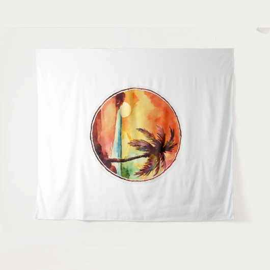 Palmcirkel watercirkel wandkleed (Voorkant (horizontaal))