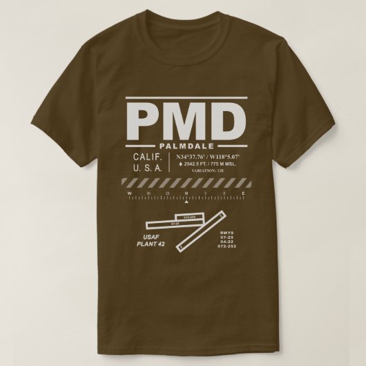 Palmdale Ringl. Airport USAF Plant 42 PMD T-shirt (Design voorkant)