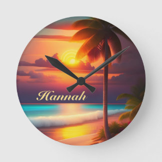 Palme am Strand bei Sonnenuntergang Ronde Klok