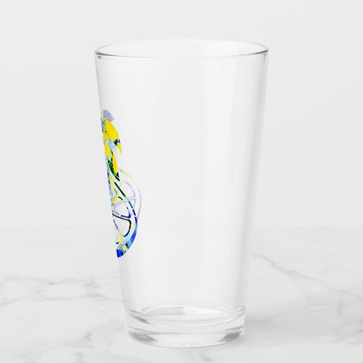 Palme auf einer Orangenscheibe Glas (Links)