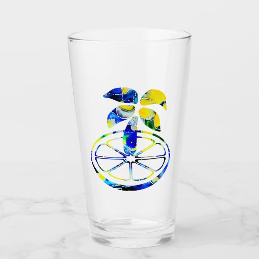 Palme auf einer Orangenscheibe Glas (Voorkant)