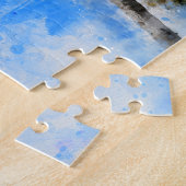 Palmen aan de blauwe hemel - legpuzzel (Zijkant)