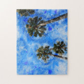 Palmen aan de blauwe hemel - legpuzzel (Verticaal)