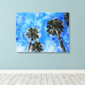 Palmen am blauen Himmel Canvas Afdruk (Insitu (Houten vloer))