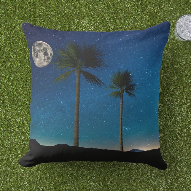 Palmen bij de nacht buitenkussen (Gras)