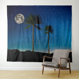 Palmen bij de nacht wandkleed