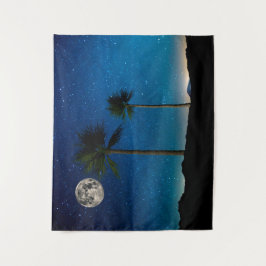 Palmen bij de nacht wandkleed