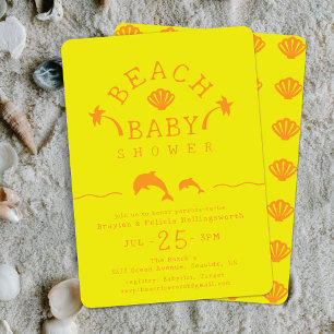 Palmen & Dolfijnen Geel & Sinaasappel Beach Baby s Kaart