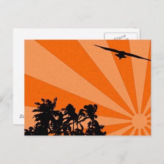 Palmen en Briefkaart van de schedel (Voorkant / Achterkant)