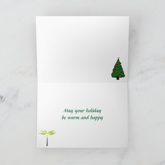 Palmen en kerstbomen feestdagen kaart (Binnen)