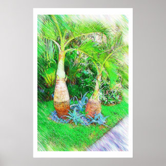 Palmen en landschap - Miami Beach, Fl collectie Poster