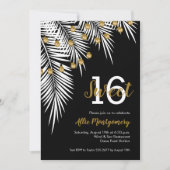Palmen en lichte snaren Sweet 16 verjaardagsfeest Kaart (Voorkant)