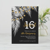 Palmen en lichte snaren Sweet 16 verjaardagsfeest Kaart (Staand voorkant)