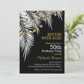 Palmen en lichten zwart en goud 50ste verjaardag (Staand voorkant)