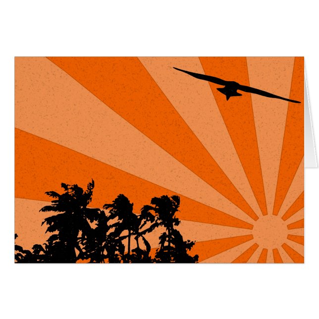 Palmen en meeuw kaart (Voorkant Horizontaal)