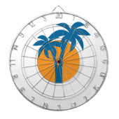 Palmen en oranje zon dartbord (Voorkant)