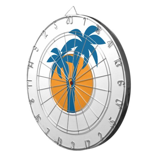 Palmen en oranje zon dartbord (Voorkant Rechts)