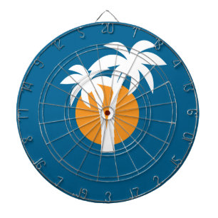 Palmen en oranje zon dartbord