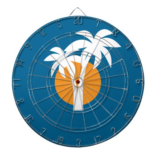 Palmen en oranje zon dartbord (Voorkant)