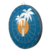 Palmen en oranje zon dartbord (Voorkant Rechts)