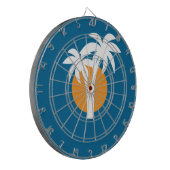 Palmen en oranje zon dartbord (Voorkant Links)