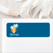 Palmen en oranje zon etiket (Insitu)