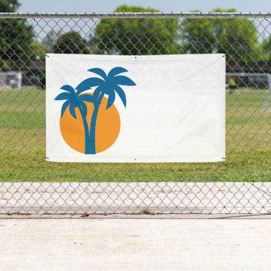 Palmen en oranje zon spandoek (Insitu)