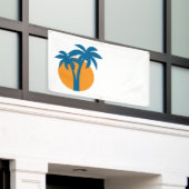 Palmen en oranje zon spandoek (Buitenkant Gebouw)