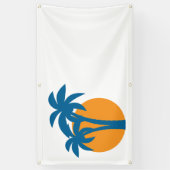 Palmen en oranje zon spandoek (Verticaal)